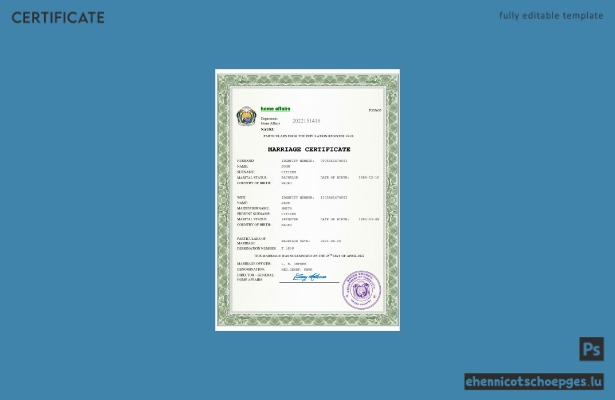 Nauru-Heiratsurkunde: Beispielansicht in Word und PDF